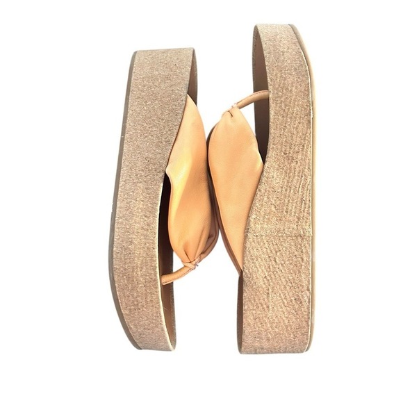 Lucky Brand Women's Lxlluna Peach Leather Knot Platform Wedge Size 8 - Picture 3 of 7